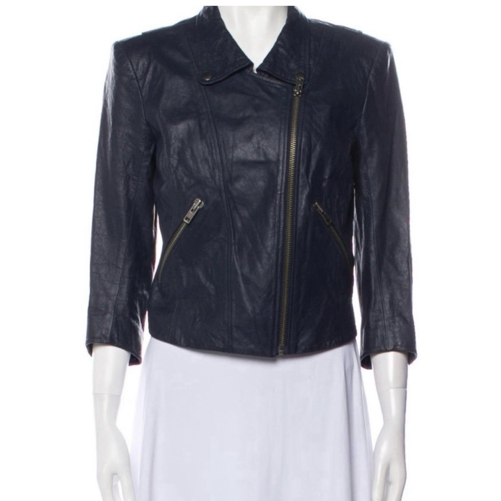 Theyskens Theory Jotor Blue Lamb Leather Moto jacket - Picture 2 of 4